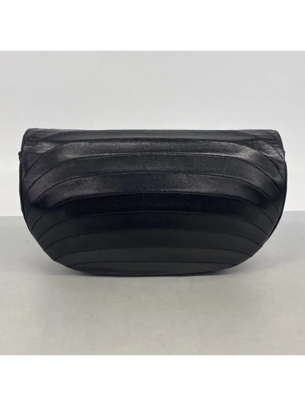 Chanel Shoulder Bag Half Moon Lambskin Black Gold